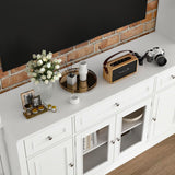 FAMAPY Large Entertainment Center with Bookshelves for TVs up to 60", Media Center with Doors and Shelves, TV Entertainment Center with Bridge, TV Hutch for Living Room White (104.3”W x 17”D x 82.3”H) FAMAPY