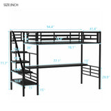 SOFTSEA Heavy Duty Twin Metal Loft Bed with Stairs and Integrated Desk SOFTSEA
