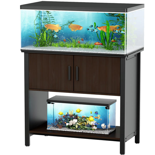 DWALE 40-50 Gallon Fish Tank Stand with Cabinet Accessories Storage,Heavy Duty Metal Frame,Aquarium Turtle Tank Bearable 900 lbs,36.6" x 18.9" x 31.6"