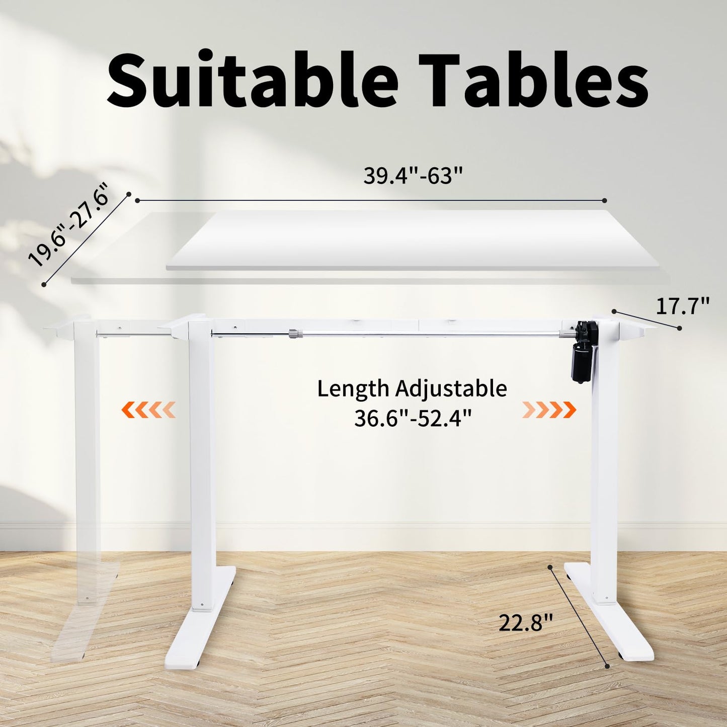 CROWNFURN Electric Standing Desk Frame Workstation,Height Adjustable Table Legs, Stand Up Computer Desk Legs for Home Office,White Frame Only - WoodArtSupply