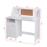 UTEX Kids Study Desk with Storage, Wooden Children School Study Table with Hutch and Storage Cabinet for 3-8 Years Girls Boys, Student's Study Computer Workstation Writing Table, White UTEX
