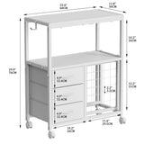 30 Vinyl Roll Holders for Cricut Cart, Rolling Craft Cart with 3 Fabric Drawer, Craft Organization and Storage Compatible with Cricut Maker Machine, Crafting Cabinet Table Workstation, White Jchccu