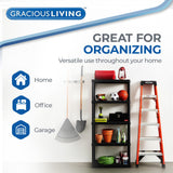 Gracious Living 5 Shelf Fixed Height Ventilated Medium Duty Storage Unit 14 x 32 x 72" Organizer System for Home, Garage, Basement, & Laundry, Black Gracious Living