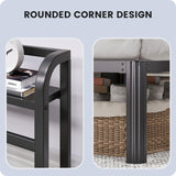 HAVONIZD Twin Size Bed Frame - Storage Headboard with Charging Station & Galaxy Aurora Projector, 14 Inch Sturdy Metal Platform Bed Frame No Box Spring Needed, Easy Assembly, No Noise, Black HAVONIZD