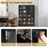 IRONMIX Metal Black Bookshelf with Doors, Tall Bookshelf with 4 Adjustable Shelves, 70.87" H Modern Curio Cabinet for Collectibles, Cabinet Display Case for Home Office, Living Room, School, Library IRONMIX