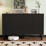 Merax 55” Shoe Cabinet Storage for Entryway with 4-Door, Freestanding Sideboard Buffet Hidden Table Organizer for Dinning Kitchen Living Room, Solid Wood Legs, Adjustable Shelves Merax