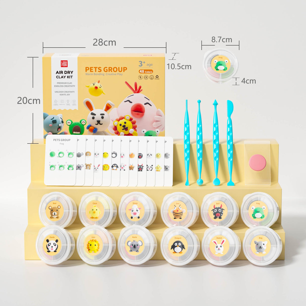 Air Dry Clay Kit - Modeling Clay for Kids mit Sculpting Tools und Tutorial, Ultra Light & Soft, Safe & Non-Toxic, DIY Model Magic Clay 12 Cans 48 Colors, Creative Art Crafts Toys Gifts for Girls Boys LOUFOR