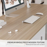 FEZIBO Electric Height Adjustable Stand up Desk for Home Office, 63" L Shaped Executive Standing Desk with 3-Drawer File Cabinet, Computer Desk with Storage Cabinets, White Frame/Light Walnut Top FEZIBO