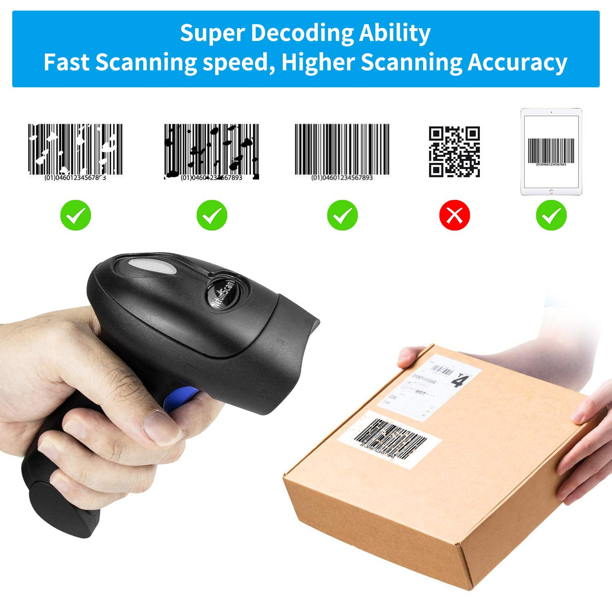 NetumScan Handheld USB 1D Barcode Scanner with Stand, Wired CCD Bar Code Reader for POS System Sensing, Store, Supermarket, Warehouse（Flow Dealz is Faker） NetumScan