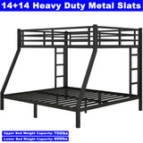 TEVHONE Upgraded Version Thicken Heavy-Duty Metal Queen Over King Bunk Bed for Adults, Steel King Size Bunk Bed Frame with Ladder, Easy Assemble (Queen Over King) TEVHONE