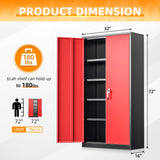INTERGREAT Storage Cabinet, 72” Black Red Garage Steel Locking Cabinet with Doors and 4 Adjustable Shelves, Tall Lockable File &Tool Cabinet for Home Office, Metal Classroom Cabinet Basement INTERGREAT