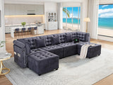 YITAHOME Modular Sectional Sofa, Versatile U-Shaped Couch with Ample Storage, Memory Foam, 6-Seat Convertible Sofa with Adjustable Armrests & USB Port, Fit for Living Room, Blue-gray2 YITAHOME