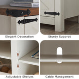 T4TREAM Farmhouse TV Stand for TVs Up to 75 inches, Wood Barn Door Media Television Console Table with Storage Cabinets, Easy Assembly Modern Entertainment Center for Living Room, Antique White T4TREAM