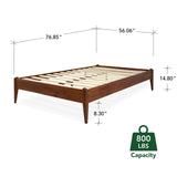 Bme Dinkee 15 Inch Signature Bed Frame Without Headboard - Modern & Minimalist Style with Acacia Wood - 12 Strong Wood Slat Support - Easy Assembly - No Box Spring Neededd - Dark Chocolate, Full Bme