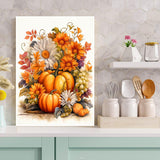 Pumpkin Diamond Art Kits for Adults-DIY 5D Fall Diamond Painting Kits for Adults Beginners, Full Drill Paint with Diamonds Art Painting Thanksgiving Flowers Crafts for Home Wall Art Decor 12x16in Meothan
