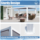 Domi Outdoor Living Louvered Pergola 12x16FT, Aluminum Outdoor Pergola with 2 Independently Adjustable Louver Roof, Full Aluminum Structure, White domi outdoor living