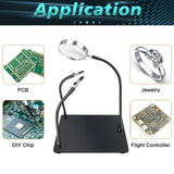 Helping Hands Soldering Station with 6X Magnifying Glass, Magnifier with 2 Adjustable Arms Solder Helping Hands, Soldering Holder Third Hand Tool for Electronic Repair Soldering Crafts Jewelry DIY NZQXJXZ