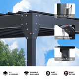 UPHYB 8x5 Louvered Pergola, Aluminum BBQ Pergola, Hardtop Gazebo for Outdoor Grill, Adjustable Rainproof Roof, Pergolas for Patio, Black UPHYB