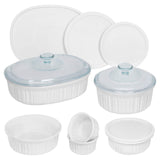 CorningWare French White 12-Pc Ceramic Bakeware Set with Lids, Chip and Crack Resistant Stoneware Baking Dish, Microwave, Dishwasher, Oven, Freezer and Fridge Safe CorningWare