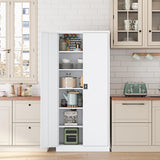 Fesbos Metal Storage Cabinet-71” Tall Steel File Cabinets with Lockable Doors and Adjustable Shelves-White Steel Storage Cabinet for Home,Kitchen, School, Office, Garage Fesbos