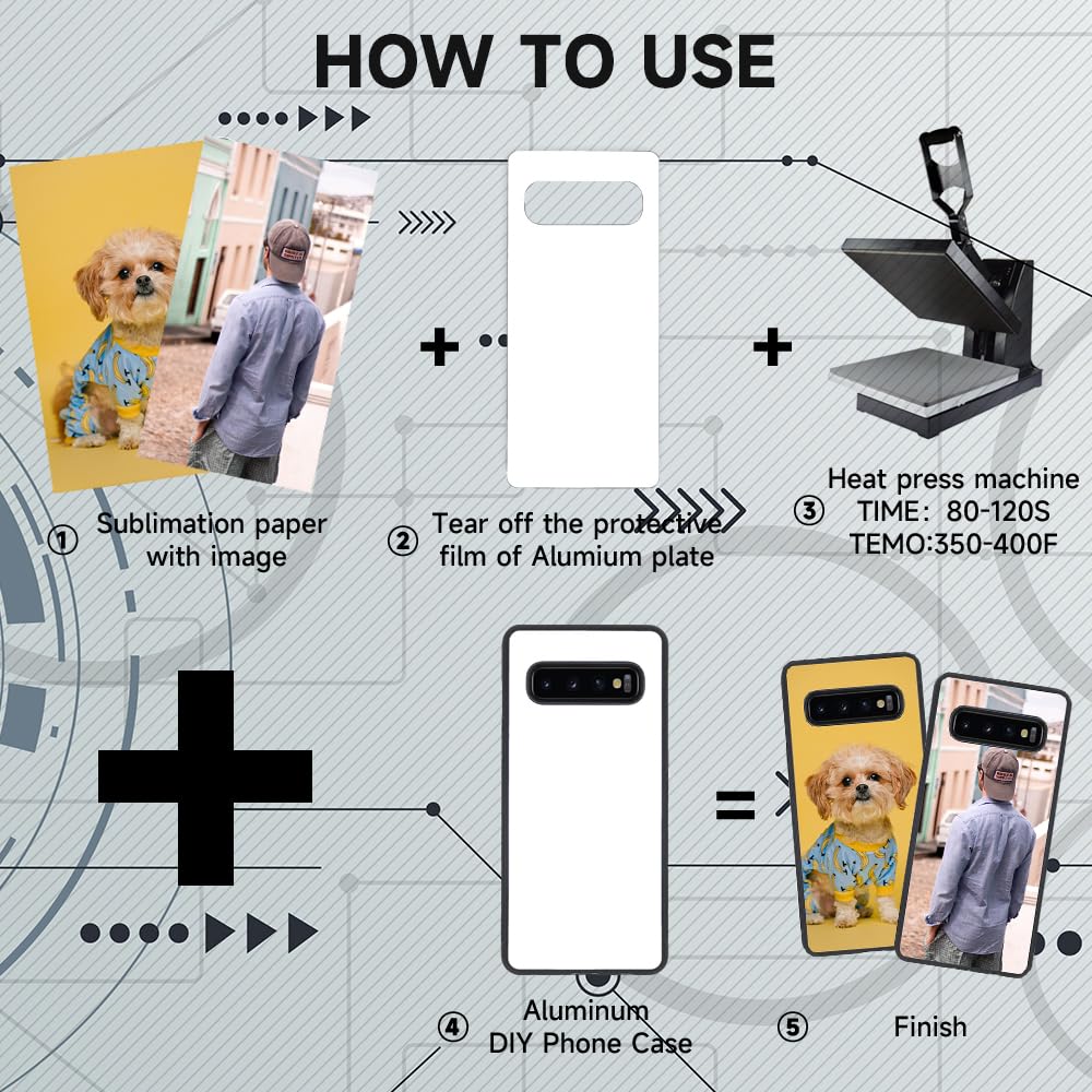 FOQENCCI 5 Piece Phone Case Compatible for Samsung Galaxy S10 Sublimation Blank Cases,Custom Phone Cover with Soft TPU + Hard Blank Printable Aluminum Anti-Slip Shockproof Protective Cover FOQENCCI