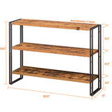 BCLOUDNEST Bookshelf, 3 Tier Horizontal Bookcase, Industrial Book Shelf for Living Room, Home Office, Kitchen, Rustic Brown BCLOUDNEST