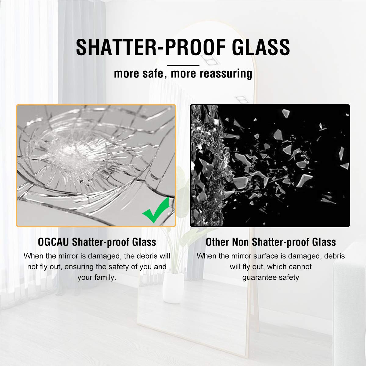 OGCAU Arched Wall Mounted Mirror, 24"x42" Farmhouse Window Mirror with Iron Frame, Wall Decor for Bedroom, Entryway, Living Room (Black) OGCAU