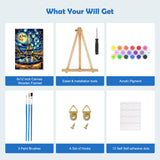 MOGTAA Eiffel Tower Paint by Numbers Kit for Adults Beginners with Frame, Abstract Landscape Adult Paint by Number Kits on Canvas with Easel, Easy DIY Oil Painting Kits for Home Decor, 8x12in MOGTAA