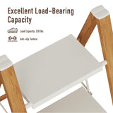 Mayi Plus 2 Step Lightweight Aluminum Folding Ladder, Portable Step Stool with Anti-Slip Pedals, 330 lbs Capacity for Home, Office, Kitchen（White&Woodgrain） mayi plus