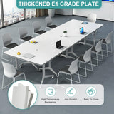Conference Table Flip Top Mobile Training Table,White Folding Conference Room Table,Modular Meeting Table with Silent Wheels,Rounded Corner Design with Strong Metal Legs for Office,Classroom (3PCS) Goakwwuz