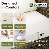 9 Pieces Patio Furniture Sets All Weather Reinforced Wicker Rattan Sectional Sofa with Metal Top Coffee Table Outdoor Furniture Conversation Set for Porch, Poolside, Garden, Backyard, Beige Summax