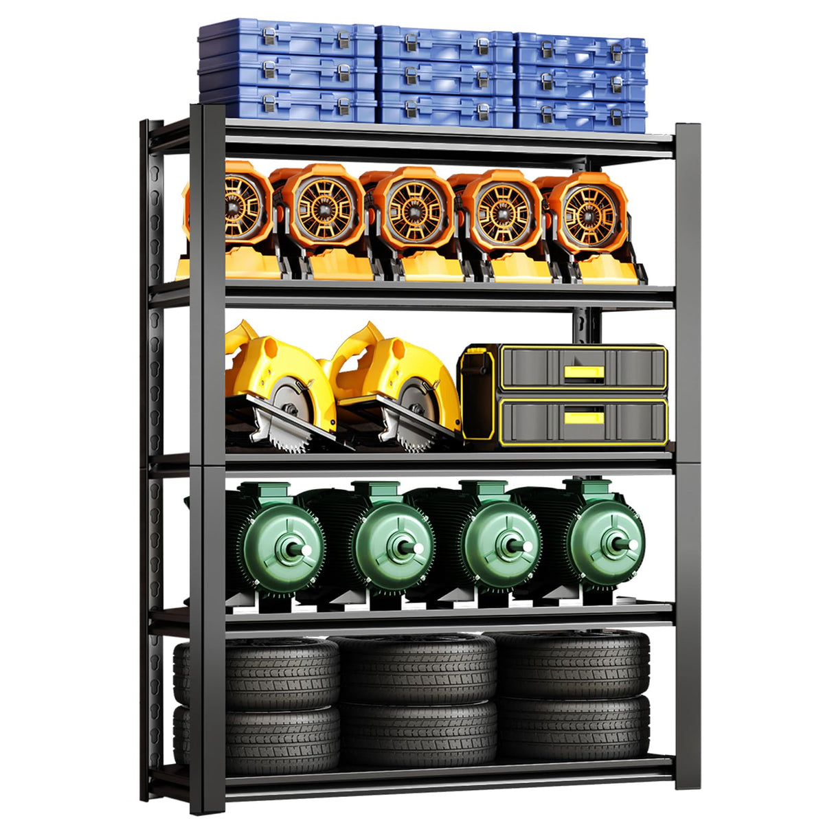 72" H Garage Shelving Units 5 Tier Industrial Storage Shelves Adjustable Metal Shelving 3000LBS Heavy Duty Shelves Utility Shelf Storage Rack for Garage,Warehouse, Basement(19.6"D×59"W×72"H) SGFHNV