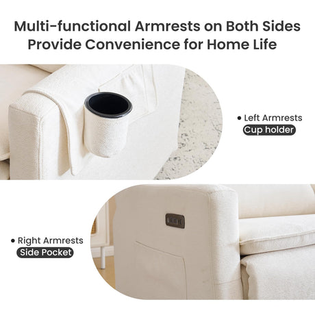 RUTOX Oversized Swivel Rocker Recliner with Adjustable Headrest, 26" Extra Wide Glider Recliner Nursery Chair with Double Cushion, Chenille Glider Rocking Chair for Living Room,Cup Holder,White RUTOX