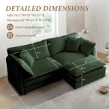 SoarFlash Chenille Sectional Sofa, Comfy L Shaped Modular Coush Sofa with Ottoman, Modern 2 Seat Couch Deep Seat Sofa Set for Living Room,Green SoarFlash