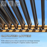 Domi Louvered Pergola 10×16 FT, Outdoor Wood Grain Aluminum Pergola with Adjustable Rainproof Roof and Drainage System, Metal Pergola Gazebo for Patio, Deck, Backyard domi outdoor living