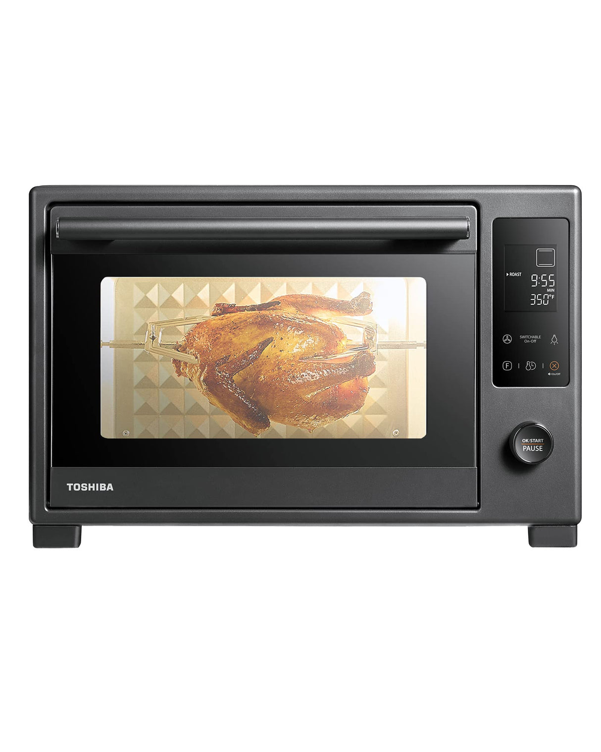 TOSHIBA Hot Convection Toaster Oven, Extra Large 34QT/32L, 9-in-1 Cooking Functions, Crispy Roast, Dehydrate, Rotisserie, 6 Accessories Included, 1650W, Black Stainless Steel TOSHIBA