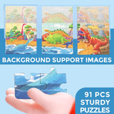 Magnetic Puzzles for Kids Ages 4-8, 3 in 1 Dinosaurs Magnet Jigsaw Puzzle Book, Kids Travel Puzzles Toys, Preschool Learning Toy for Kids 3-8 Year (Dinosaurs) EREBADI