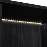 THINK 30 51.2'' Tall Lighted Display Cabinet with Tempered Glass Door, Adjustable Glass Shelves, Metal Legs, LED Modern Minimalist Curio Cabinet for Living Room, Office, Study, Black THINK 30