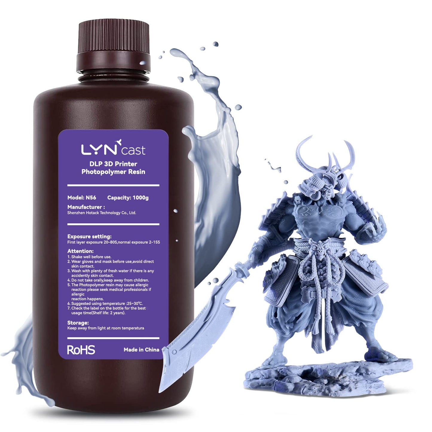 LYNCAST 3D Printer Resin, High Precision SLA UV-Curing Resin for LCD DLP 3D Printer, Quick Curing Standard Photopolymer Resin, Non-Brittle