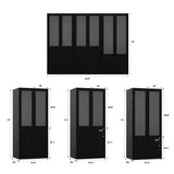 VOWNER 20“D Armoire Wardrobe Closet with Fluted Glass, 71" H Clothing Storage Cabinet with Hanging Rod, 4 Soft-Close Doors Wooden Wardrobe Cabinet for Bedroom, Large Capacity Storage Black(CCA) VOWNER