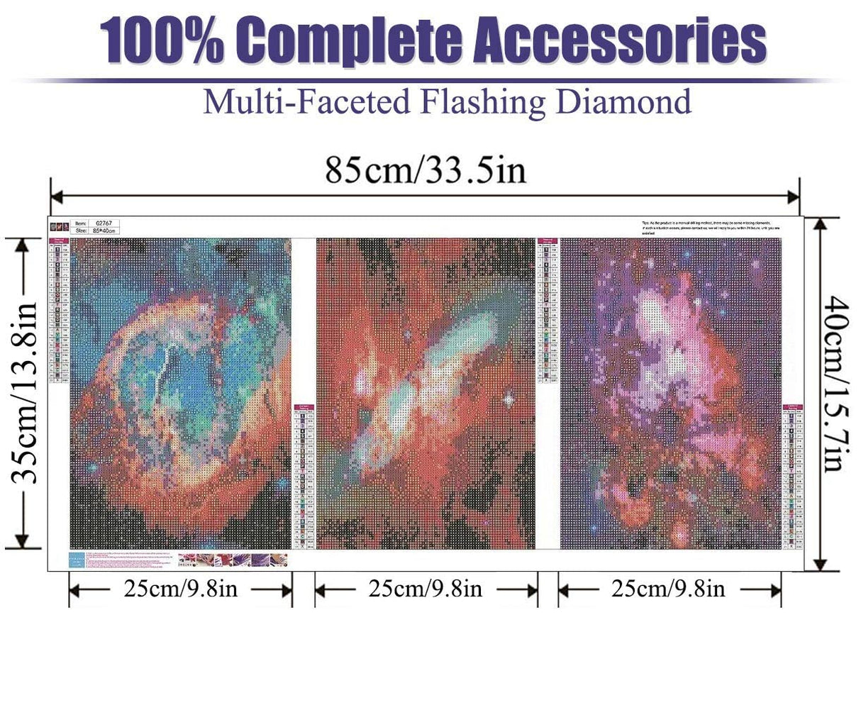pchmcu 3 Pack Galaxy Diamond Painting Kits for Adults,5D Diamond Art Painting,DIY Full Drill Crystal Rhinestone Arts and Crafts,Gem Art Star Painting with Diamond Home Wall Decor 9.8x13.8 inch pchmcu
