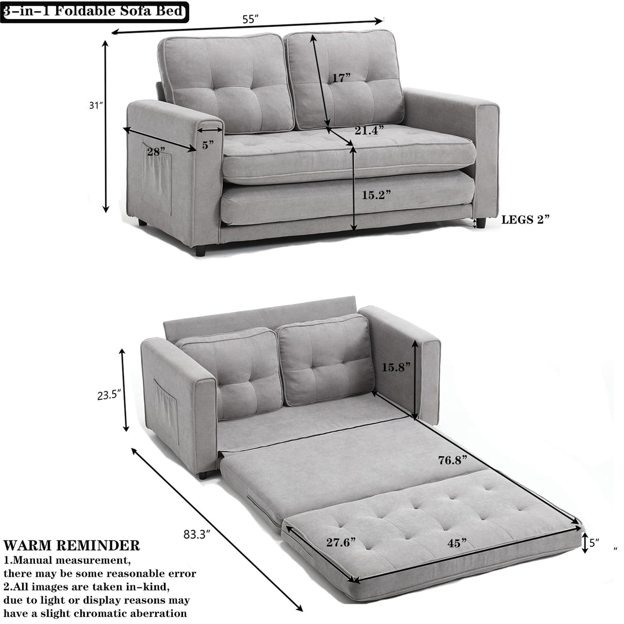 MWrouqfur Folding Futon Sleeper Sofa with Pull Out Couch Bed,Modern Velvet Loveseat Sleeper Convertible to Full Size Floor Couches Bed for Living Room Bedroom Small Space (Gray) MWrouqfur