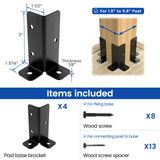 Muzata 4Pack Adjustable Post Base Brackets Deck Post Anchor Fit 1.5x1.5,2x2,2x4,4x4 Post Heavy Duty Wood Fence Pergola Post Base Support Black Half Column for Deck Railing Mailbox WT32 Muzata