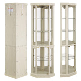 Lighted Corner Display Curio Cabinet Wooden Shelving Unit with Tempered Glass Door, Bar and Liquor Storage Area with 4 Shelves, Wine Cabinet CQSXDA