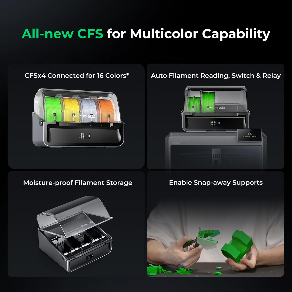 Creality Official K2 Plus Combo 3D Printer, Multi Color Printing with CFS 600mm/s High-Speed Full Auto-Leveling Dual Al Camera Next-Gen Direct Drive Extruder Laiger Build Volume 13.78x13.78x13.78 inch Creality