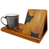 Small Bookshelf, Triangle Book Holder, Wood Book Rest for Home Study Bedroom Nightstand Desk or Table Centerpiece Decor iPad & Pen Holder for Book Lover, Coaster for Coffee and Tea Adeerus