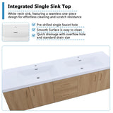 Dornberg 72" Floating Bathroom Vanity with Sink, Natural Oak Wall Mounted Bathroom Vanity with Integrated Double Sinks Combo, Single Sink Bath Vanity Set, Full Assembled Dornberg