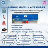 WHITE TIGER KNIT Wool Knitting Machine for Home, Dynamic Model with 180 SPM Sewing Speed, Your Favorite Designs of Cap, Hat, Top, Muffler, Shawl, Scarf, Sweater & Socks at Beginners Kit, 55x16x8 CM WHITE TIGER KNIT