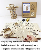 3D Puzzles for Adults - DIY Wooden Puzzle Lantern Model Kits for Adults to Build, Unique Gift Aesthetic Desk Decor with LED Light PlaTu