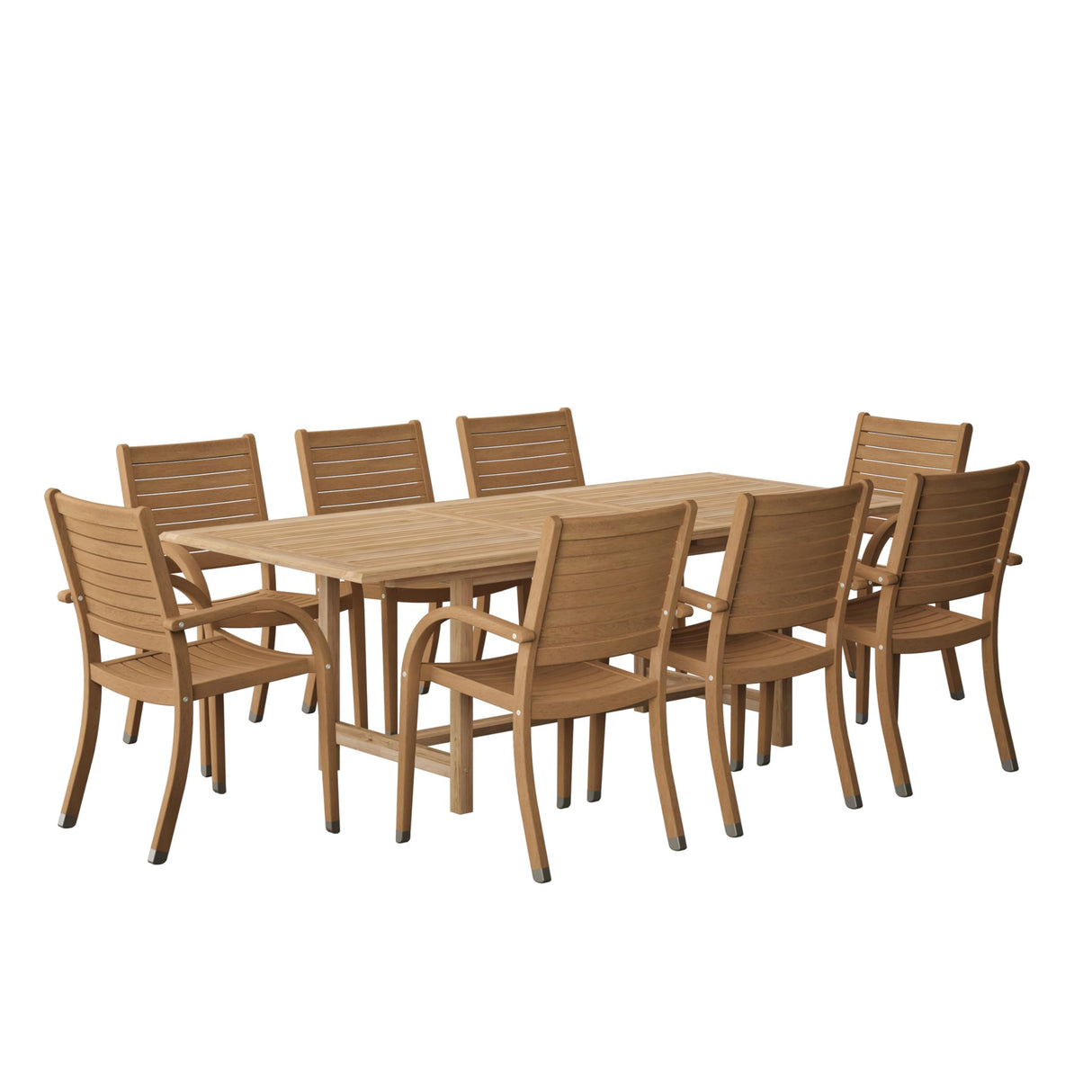 Urban Elements Mykonos 9-Piece Rectangular Patio Furniture Set | 100% Certified Teak | Backyard Furniture, Outside Table and Chairs, Rectangular Outdoor Dining Set Urban Elements